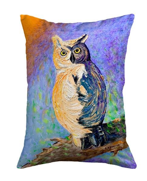 Owl Looking Back Noncorded Indoor/Outdoor Pillow