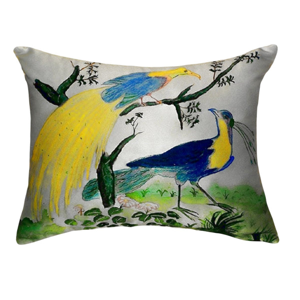 Antique Birds Blue Noncorded Indoor/Outdoor Pillow