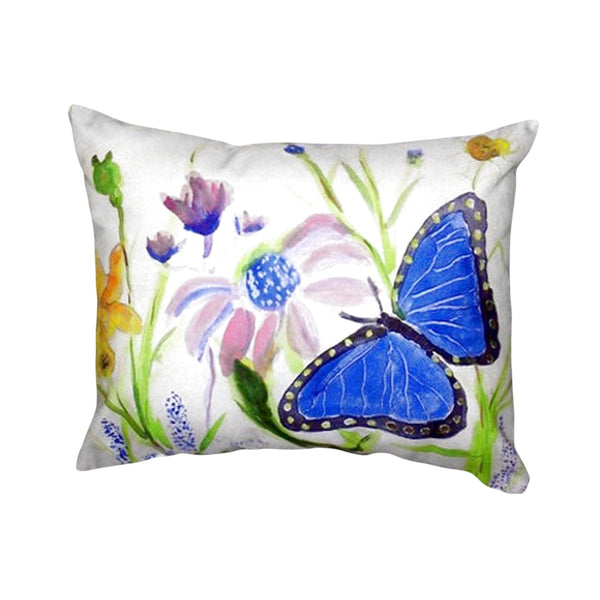 Betsy's Blue Morpho Noncorded Indoor/Outdoor Pillow