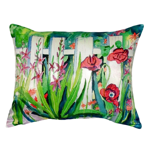 Fence and Flowers Noncorded Indoor/Outdoor Pillow