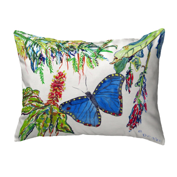 Morpho and Flowers Noncorded Indoor/Outdoor Pillow