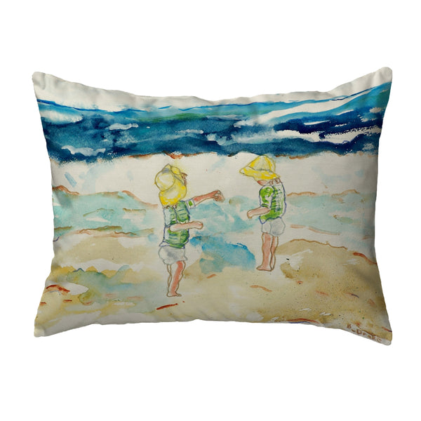 Twins on Beach Noncorded Indoor/Outdoor Pillow