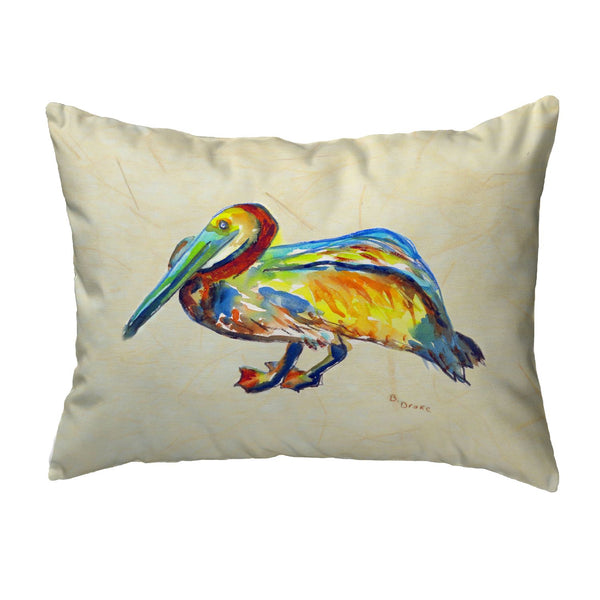 Gertrude Pelican on Beige Noncorded Indoor/Outdoor Pillow