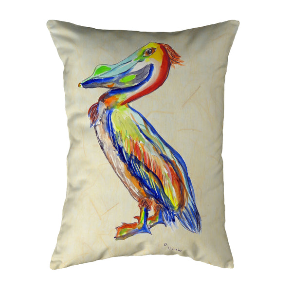 Sylvester Pelican on Beige Noncorded Indoor/Outdoor Pillow