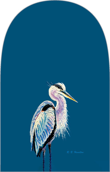 Blue Heron on Blue Oven Mitt