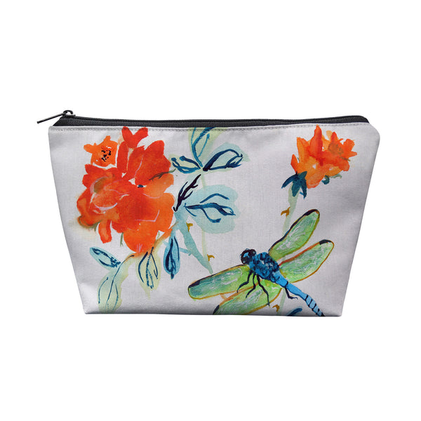 Dragonfly & Red Flower Pouch 8.5x6