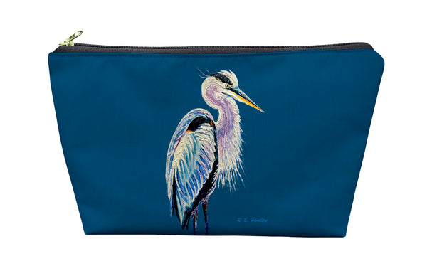 Blue Heron on Blue Pouch 8.5x6