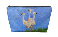 Pointillist Three Egrets Pouch 8.5x6