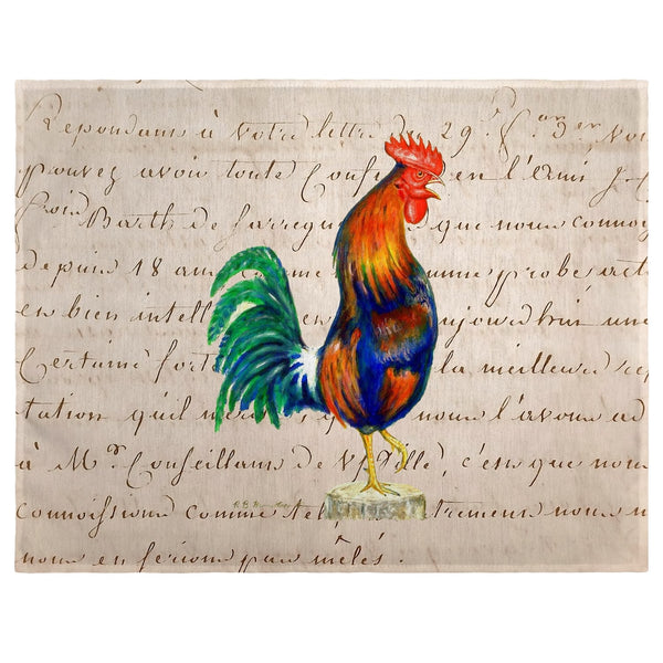 Blue Rooster on Beige Script Place Mat Set of 4
