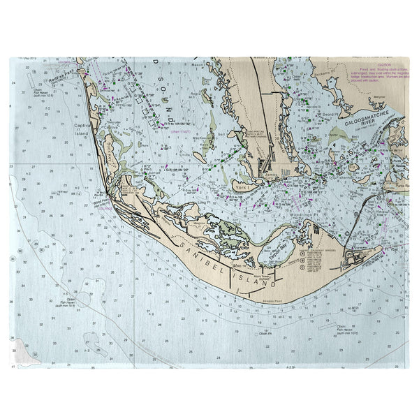 Sanibell Island, FL Nautical Map  Place Mat Set of 4