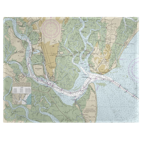 St Simons Sound, GA Nautical Map  Place Mat Set of 4