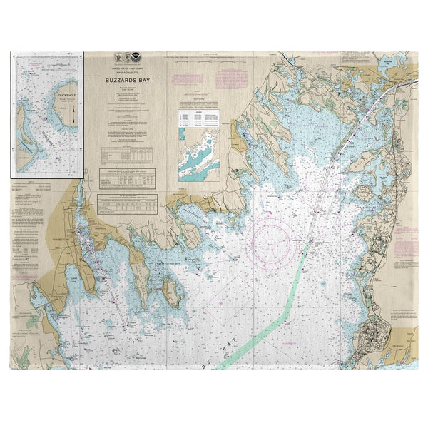Buzzards Bay, MA Nautical Map  Place Mat Set of 4