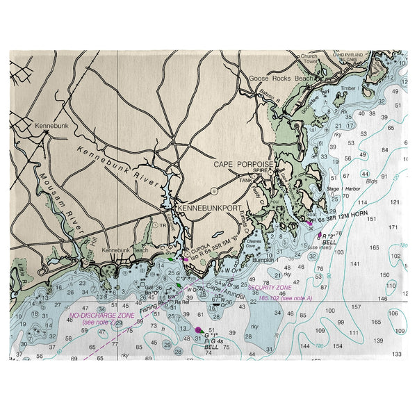 Kennebunckport, ME Nautical Map  Place Mat Set of 4