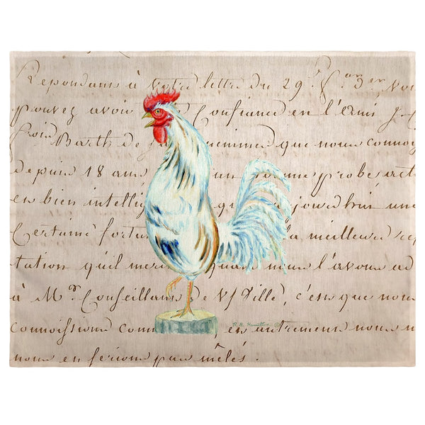 White Rooster on Beige Script Place Mat Set of 4
