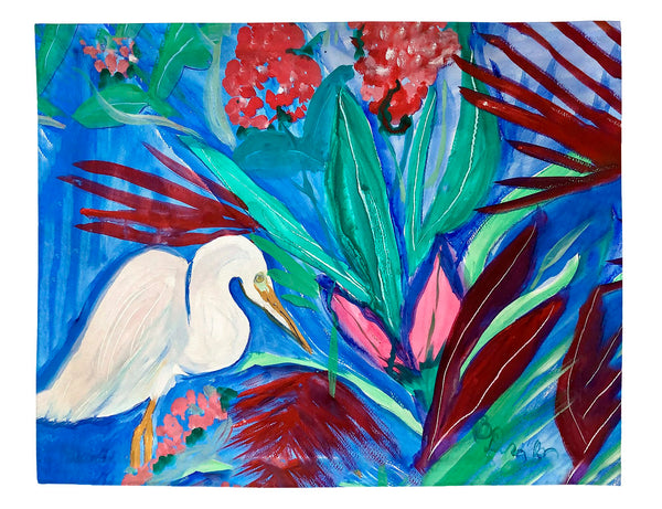 Egret and Red Plant Place Mat Set of 4