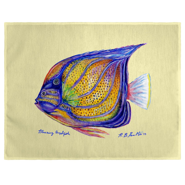 Blue Ring Angelfish - Yellow Place Mat Set of 4