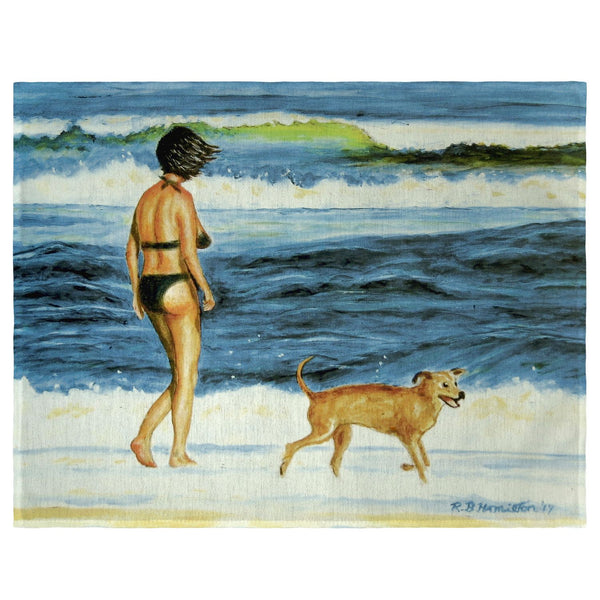 Woman and Dog on Beach Place Mat Set of 4