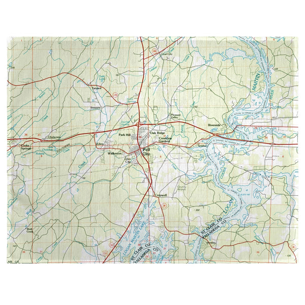 Logan Martin Lake, AL Nautical Map  Place Mat Set of 4