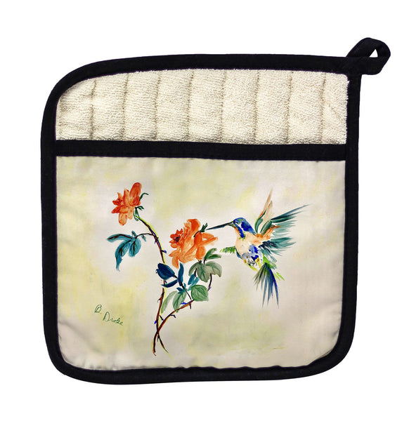 Hummingbird & Rose Pot Holder
