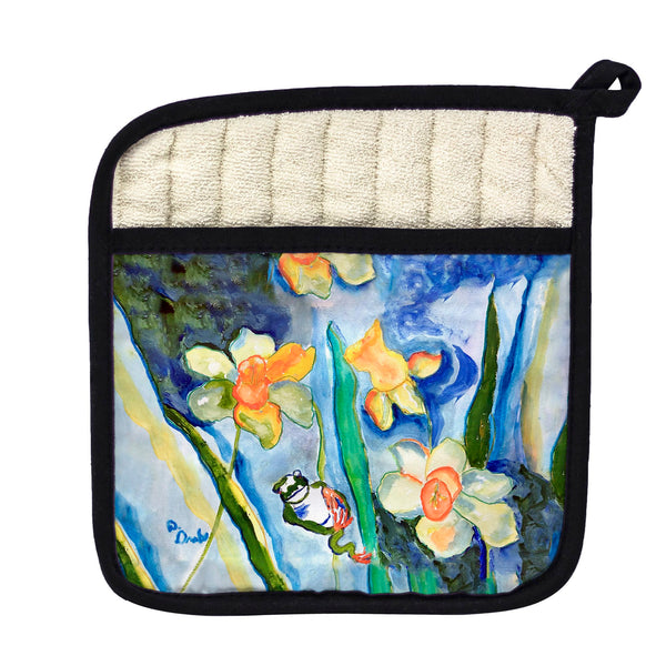 Daffodils & Frog Pot Holder
