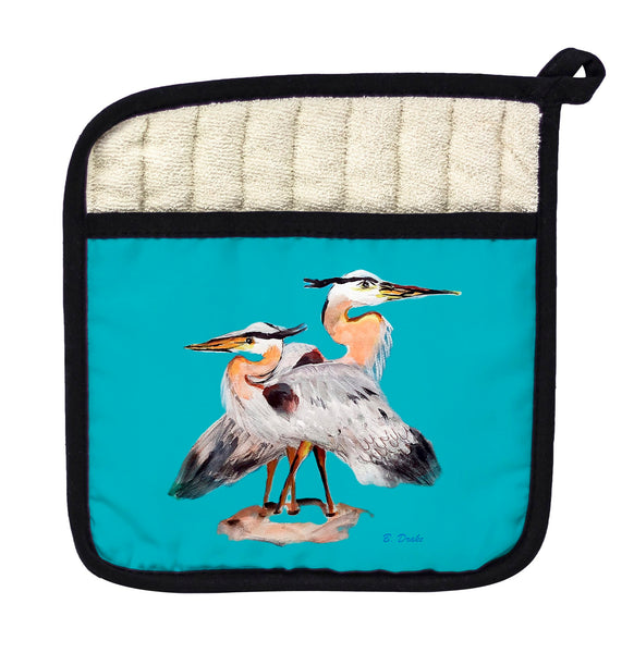 Mr & Mrs Blue Heron Pot Holder