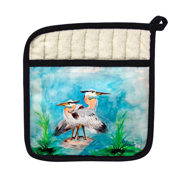 Mr and Mrs Blue Heron Pot Holder