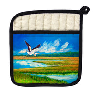 Blue Heron Over Marsh Pot Holder