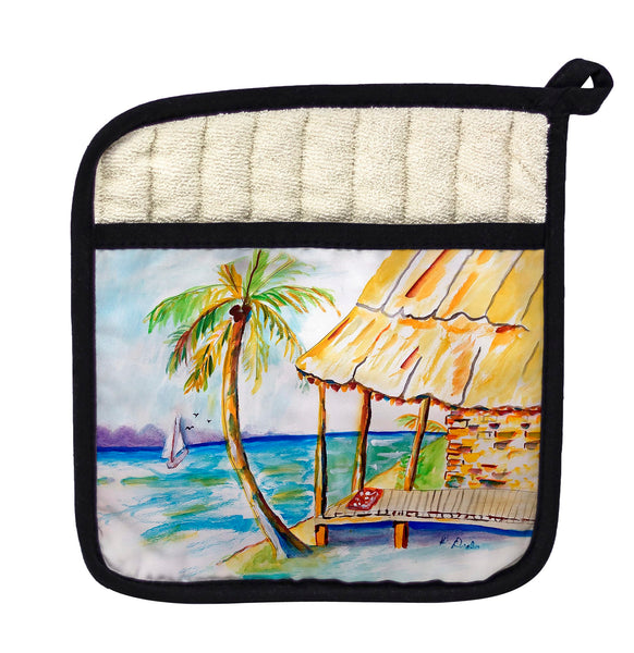 Palms & Hut Pot Holder