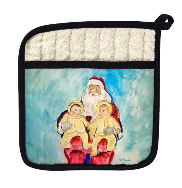 Santa and Twins Pot Holder