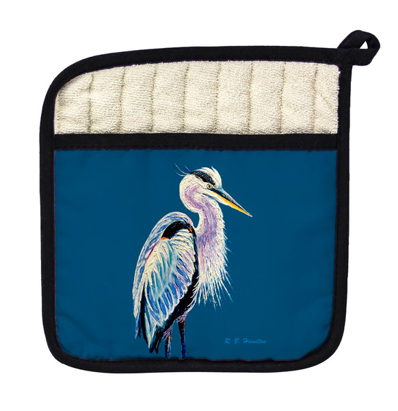 Blue Heron on Blue Pot Holder
