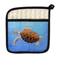 Sea Turtle In Aqua Pot Holder