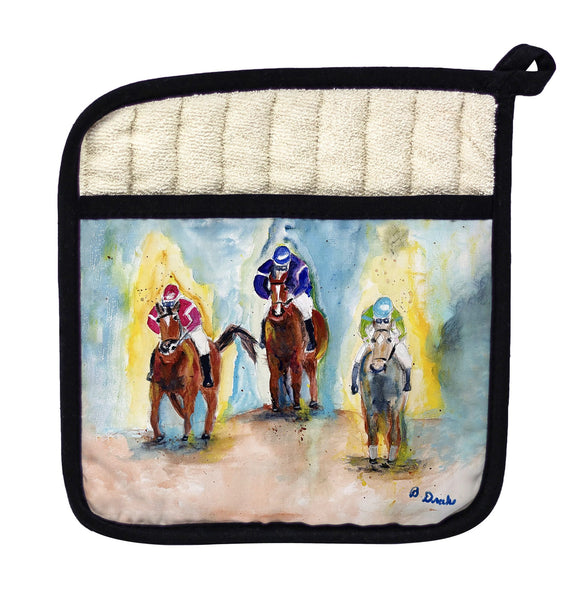 Three Racing Horses Pot Holder