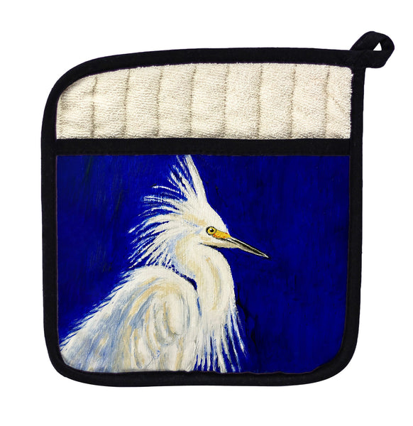Egret Bad Hair Day Pot Holder