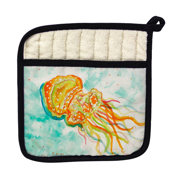 Orange Jellyfish Pot Holder