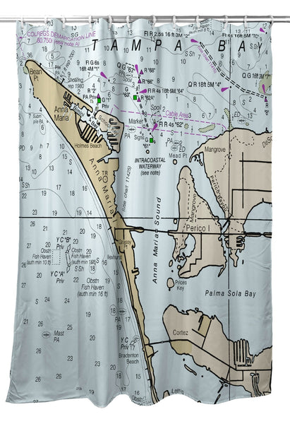 Anna Maria Island, FL Nautical Map  Shower Curtain