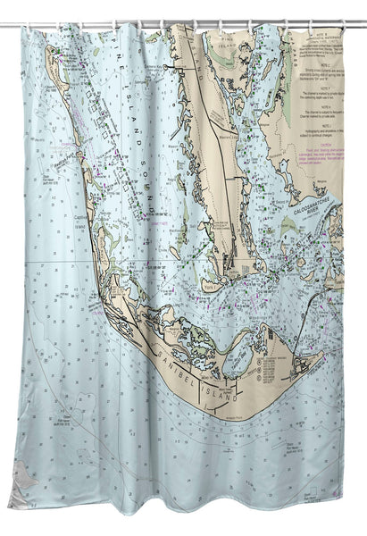 Sanibell Island, FL Nautical Map  Shower Curtain