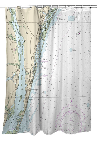 Carolina Beach, NC Nautical Map Shower Curtain