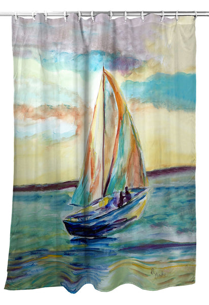 Teal Sailboat Shower Curtain