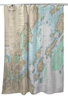 Portland Harbor and Vacinity, ME Nautical Map  Shower Curtain