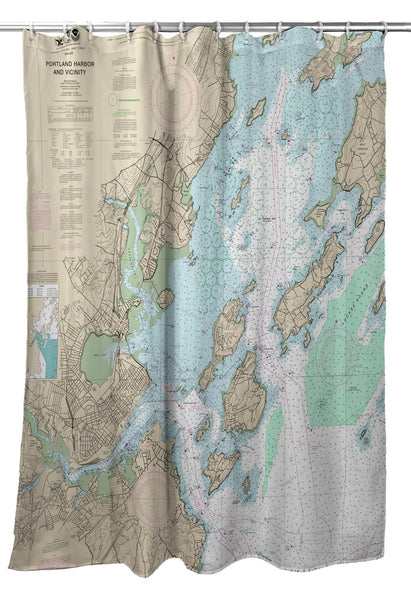 Portland Harbor and Vacinity, ME Nautical Map  Shower Curtain