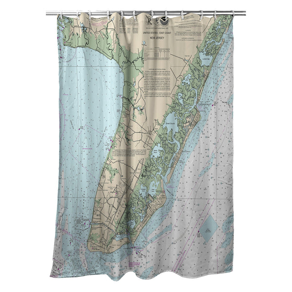 Cape May Peninsula, NJ Nautical Map Shower Curtain