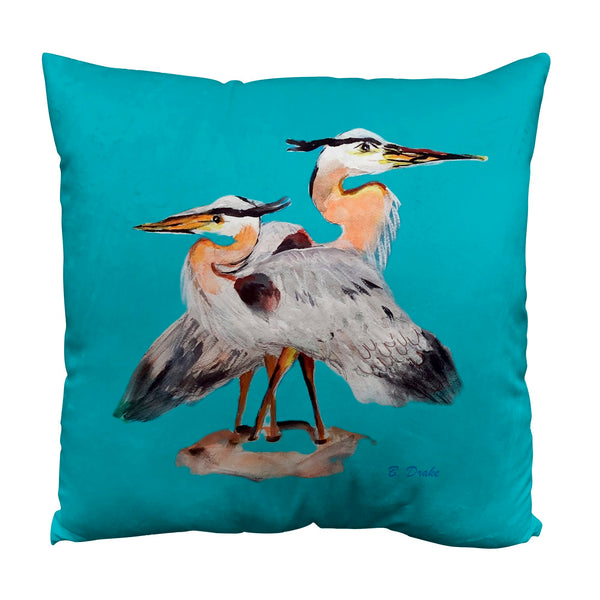 Mr & Mrs Blue Heron Suede Indoor Zippered Pillow