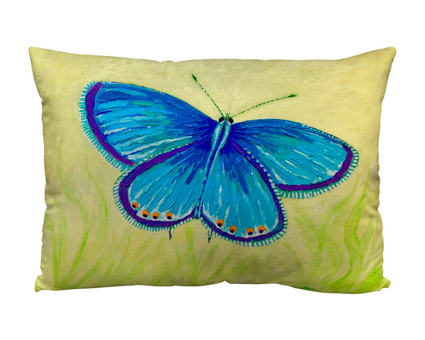 Blue Azure Butterfly Suede Indoor Zippered Pillow