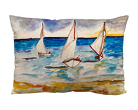 Three Sailboats Suede Indoor Zippered Pillow