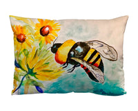 Bee & Flower Suede Indoor Zippered Pillow