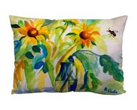 Sunflowers & Bee Suede Indoor Zippered Pillow