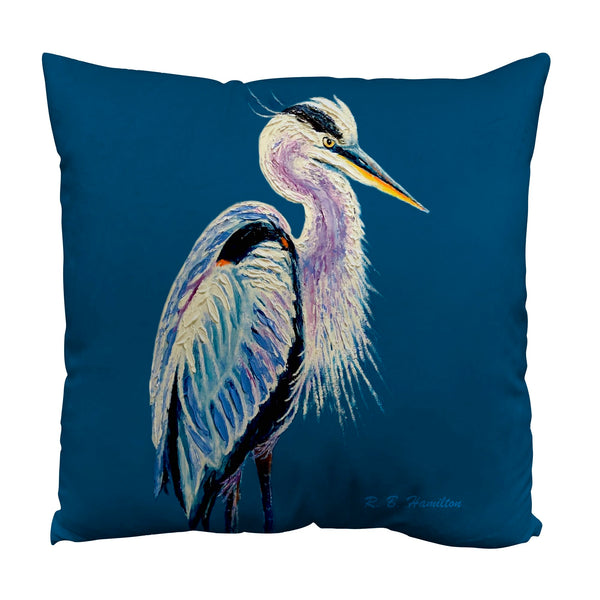 Blue Heron on Blue Suede Indoor Zippered Pillow