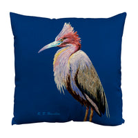 Little Blue Heron on Blue Suede Indoor Zippered Pillow