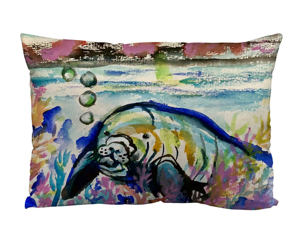 Manatee & Bubbles Suede Indoor Zippered Pillow