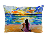 Girl & Sunset Suede Indoor Zippered Pillow